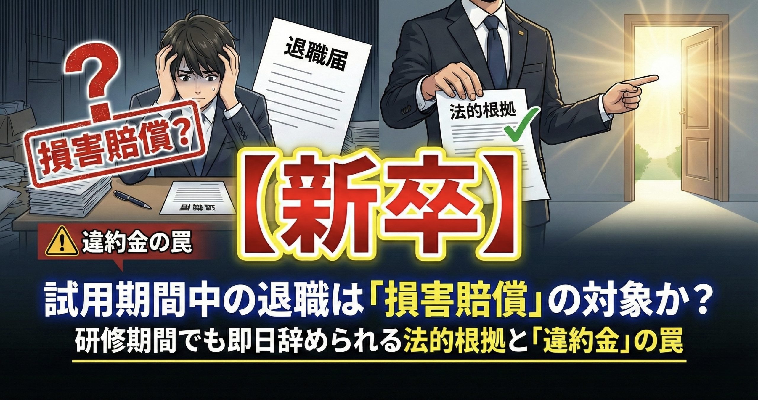 新卒入社で試用期間中の退職は「損害賠償」の対象か?研修期間でも即日辞められる法的根拠と「違約金」の罠